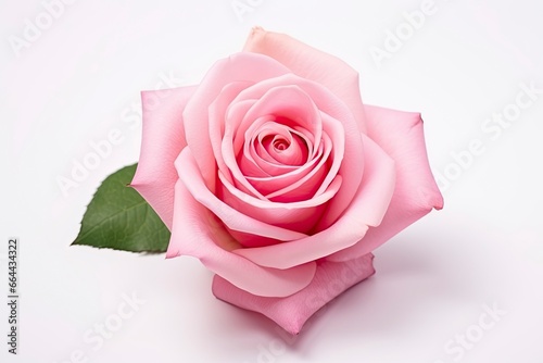 Pink rose isolated on white background.