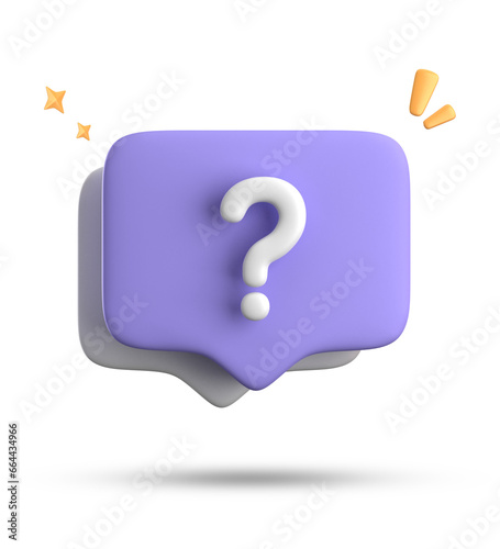 3d rendering of speech bubble, 3D pastel chat with question mark icon set.