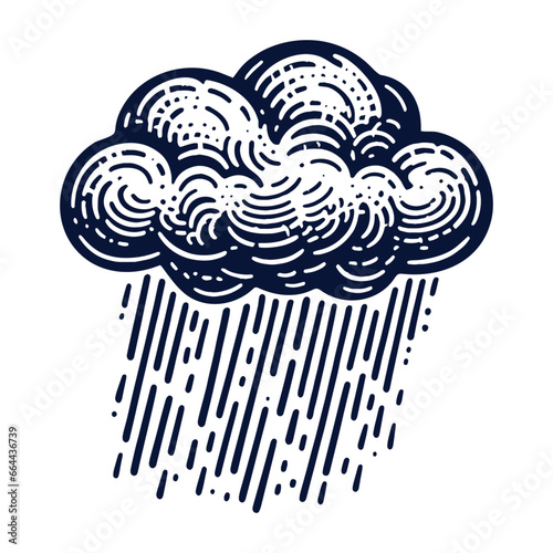 cloud with rain drops sketch doodle