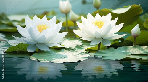 White Lotus Flower in water.