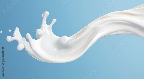 White milk splash isolated on background, liquid or Yogurt splash,  3d illustration.