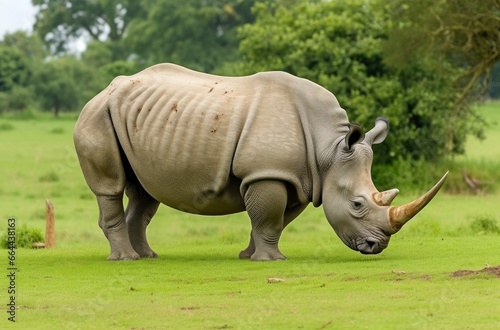 White Rhino grazing. © MDBILLAL