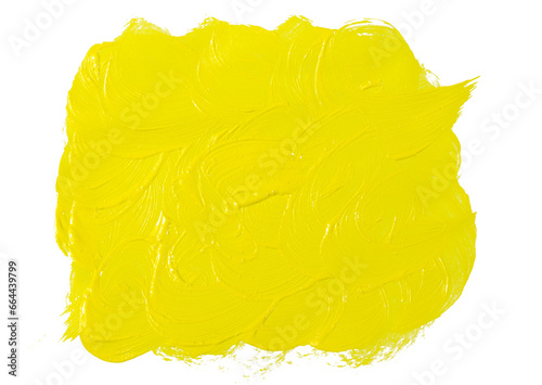Digital png illustration of yellow hand painted stain on transparent background
