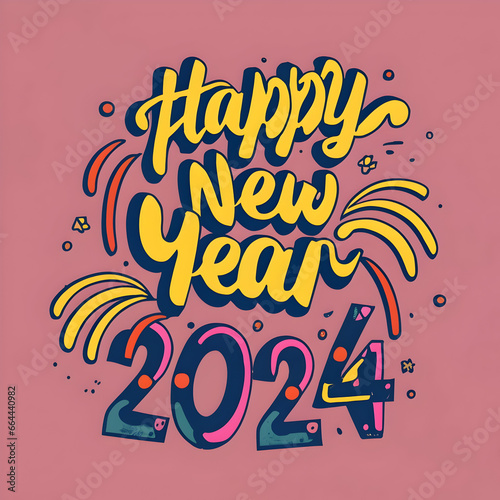 Happy new year 2024 design. Conceptual ads for New Year. Colorful style illustrations for poster  banner  greeting and new year 2024 celebration.