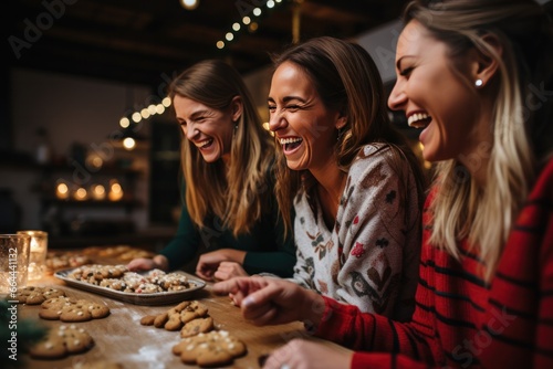 Festive Female Friends Enjoying the Holiday Spirit In a cozy