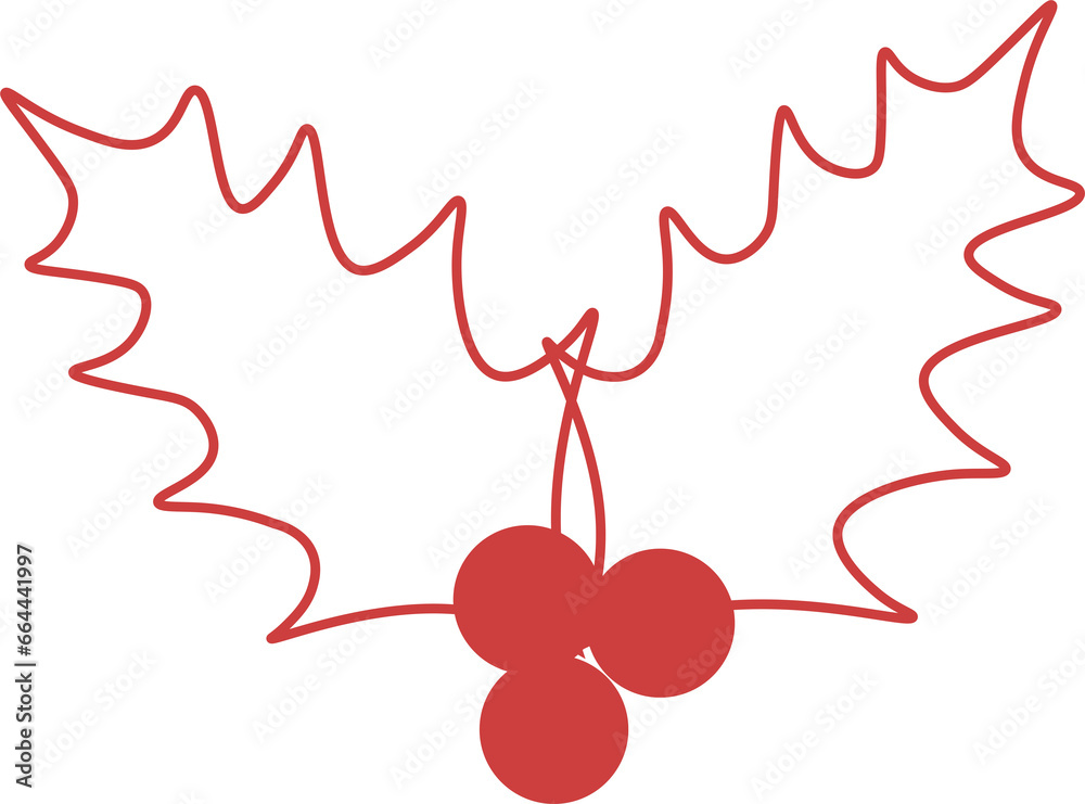 Naklejka premium Digital png illustration of red leaves and fruits on transparent background