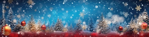 Christmas Tree Winter Landscape Setting Horizontal Banner Generative AI