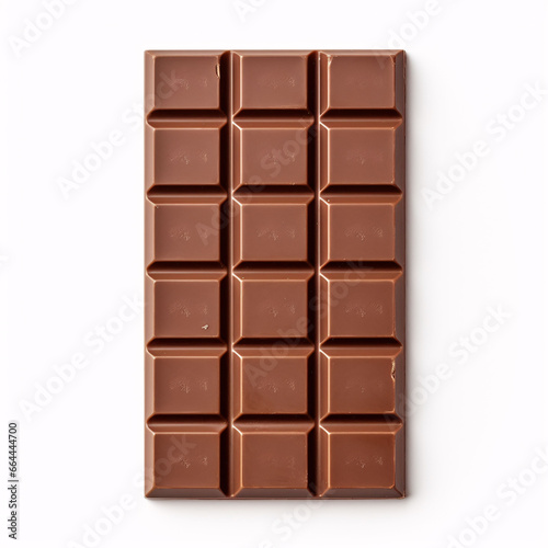Milk chocolate bar isolated on white background from top view