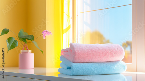 towels in a bathroom