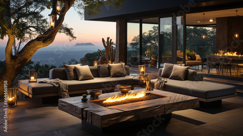 Contemporary outdoor lounge area