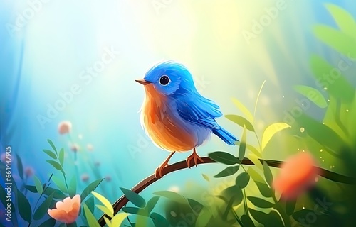 Cute little bird with a  nature background. © MSTASMA