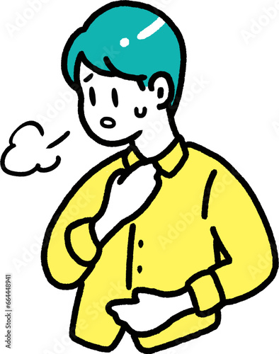 体調不良で咳をする男性