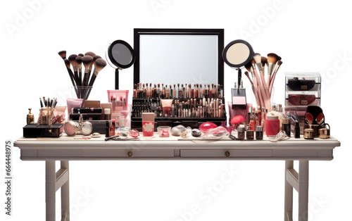 Glamorous Makeup Vanity Station on Transparent Background photo