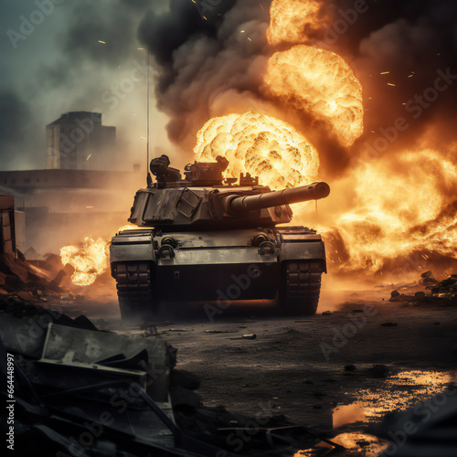 A Russian T80 tank was attacked by a weapon.generative ai photo