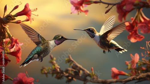 Posing in the air, a bee and a calliope hummingbird . © jannat
