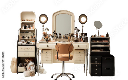 Glamorous Makeup Vanity Station on Transparent Background photo
