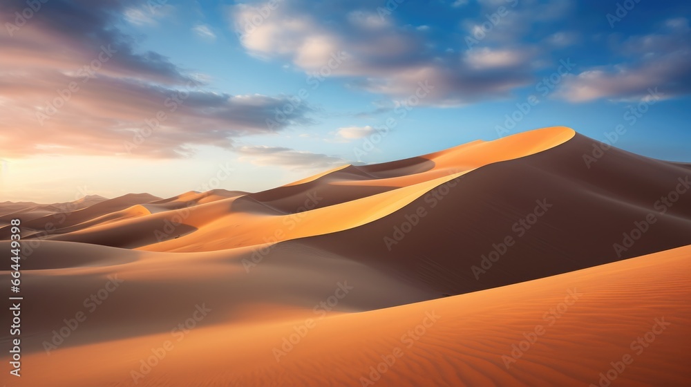 Sand dunes in the desert. Beautiful sand desert landscape