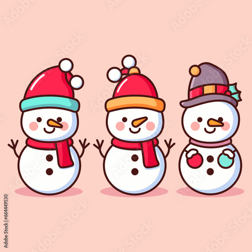 Christmas, snowman set, illustration, christmas cartoon