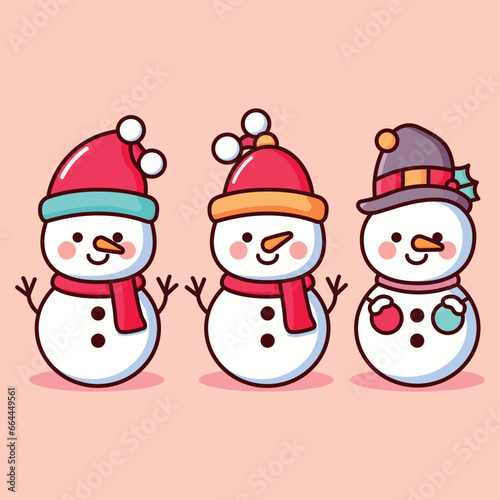Christmas, snowman set, illustration, christmas cartoon