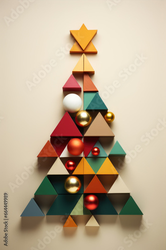 Geometric design of Christmas tree made with simple shapes