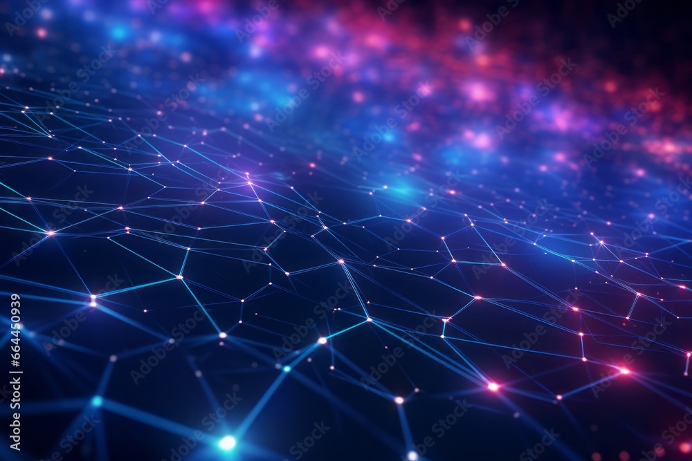 Grid surface. Abstract science or technology background. Digital background with glowing particles and lines. Big data visualization. Grid surface. Abstract science or technology background. Digital background with glowing particles and lines. Big data visualization.