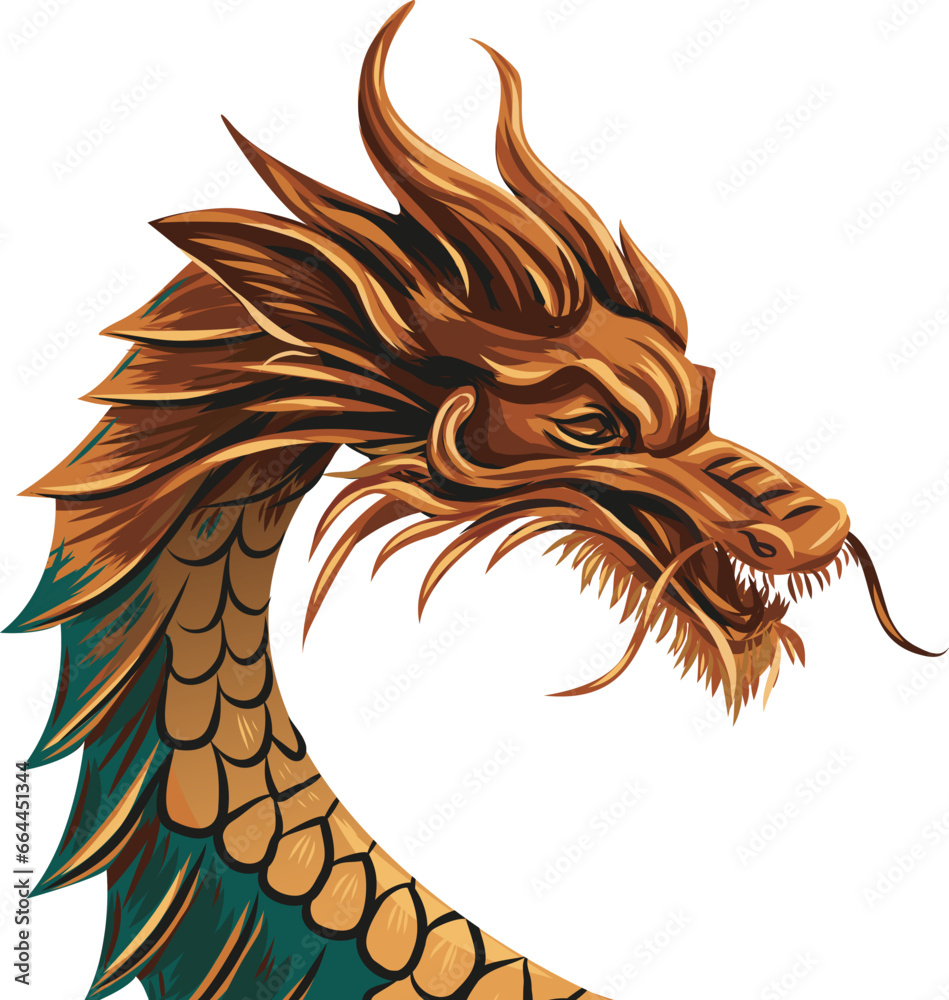 Gold Dragon. New Year banner. poster vector golden Dragon. Chinese 2024 ...