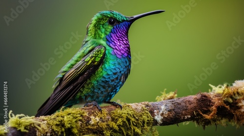 The breathtakingly lovely Green Violet Eared Hummingbird in Mexico s central mountains. This is a rare photo of a medium-sized hummingbird  which is an exceptionally secretive and elusive bird.