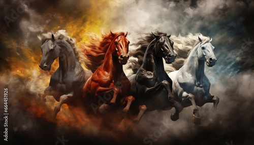 Fotografiet Four horses of apocalypse