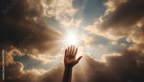 Hand stretched out towards the heaven