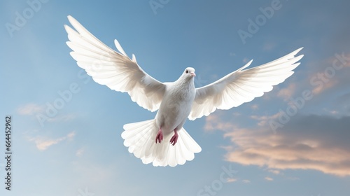 White Peace Dove. A white dove approaching to land