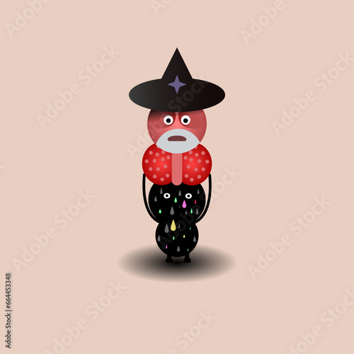 Cartoon vector, Halloween concept heart ghost sitting on kid head. Ghost sit on shoulder.