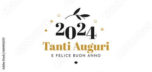 Tanti Auguri E Felice Buon Anno 2024 - Carta dei desideri Nero e Oro disegno lusso photo
