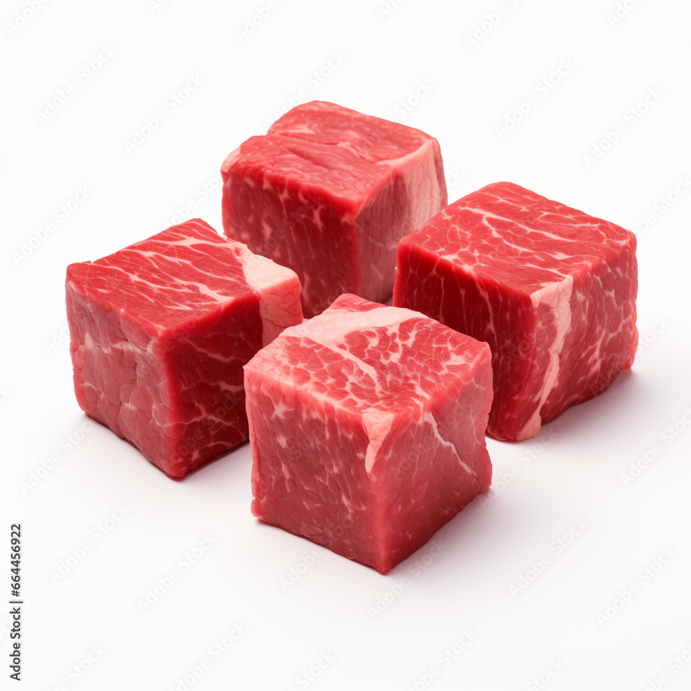 beef cubes on white background
beef cubes on white background