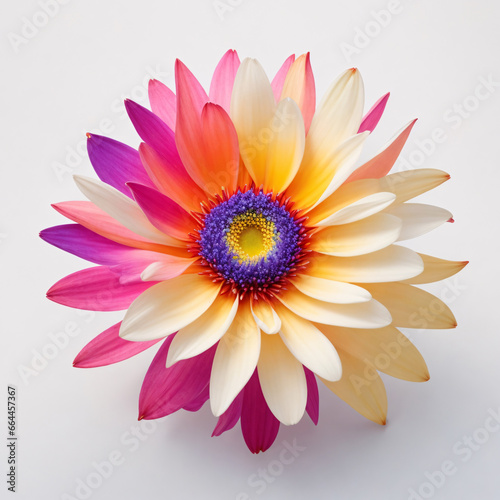 Explosion of colorful flower on a white background