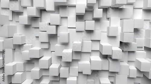Abstract industrial white cubes and squares of concrete wall. Ceramic cubes.