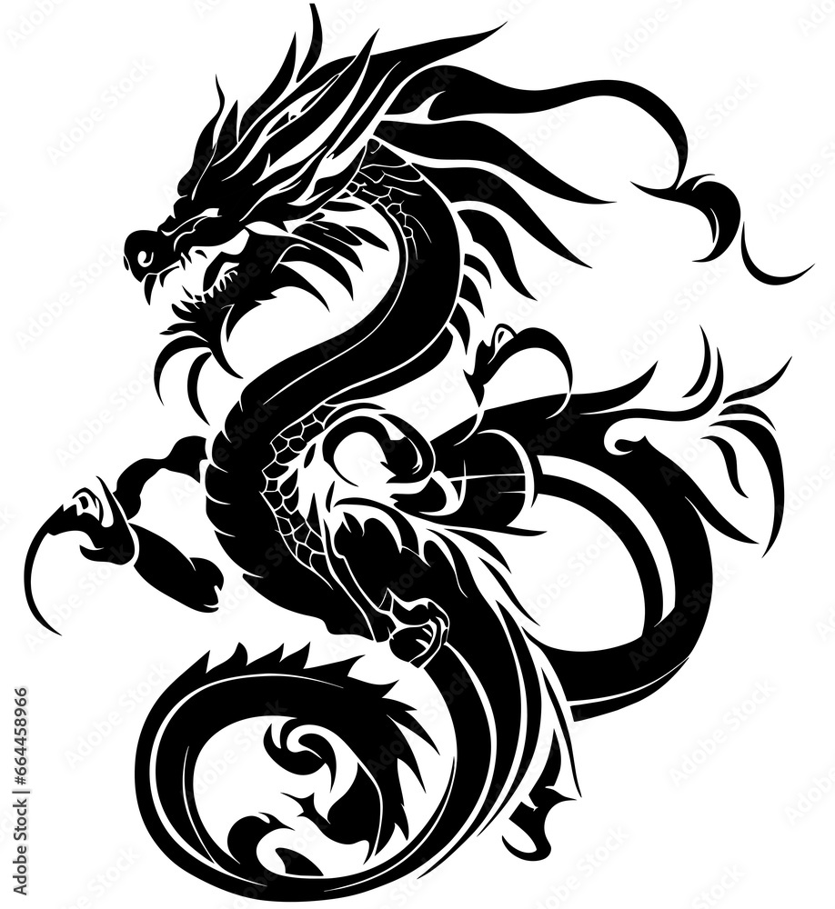 black and white dragon