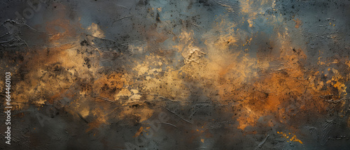Grey stucco with golden shimmer texture. Grunge, abstract concrete background.Generative ai.