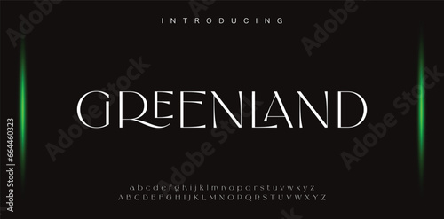 GREENLAND Luxury Minimal style alphabet fonts . Modern abstract vector typeface letters. Tech lines font typography logo design
