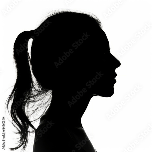 Silhouette of a young woman. Anonymous profile portrait picture. Social media avatar photo