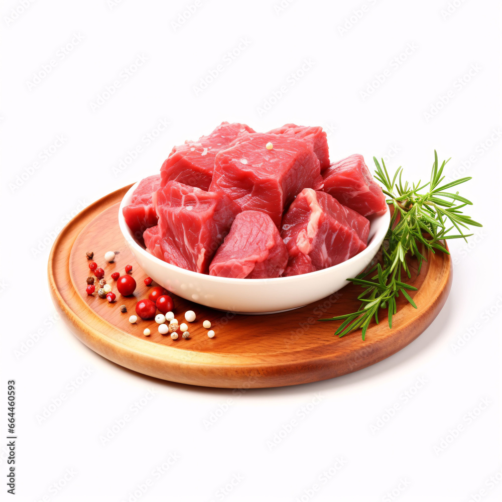 Fresh raw beef in ceramic plate isolated on white
Fresh raw beef in ceramic plate isolated on white