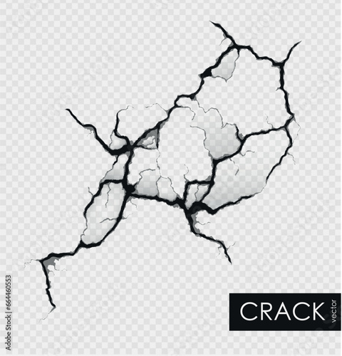 crack on the wall with broken pieces