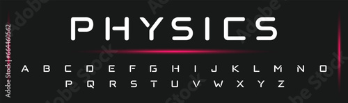 PHYSICS Luxury Minimal style alphabet fonts . Modern abstract vector typeface letters. Tech lines font typography logo design