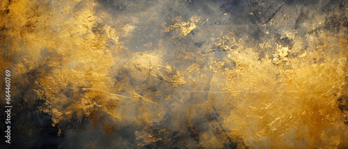 Grey stucco with golden shimmer texture. Grunge  abstract concrete background.Generative ai.