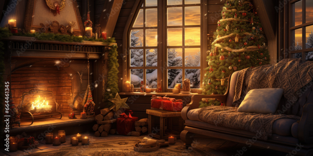 cozy bedroom with christmas decorations
