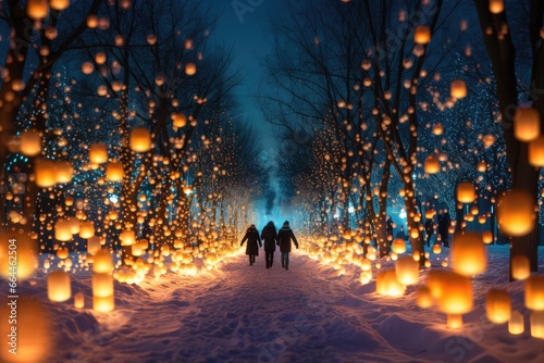 Abstract background Candlelight Walk (Canada) : A winter event where communities light candles to brighten the dark evenings. photo