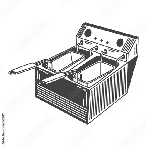 Retro deep fryer Vector Stock Illustration Vintage deep fryer