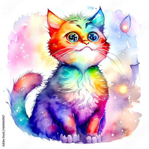 Kolorowy magiczny kot ilustracja