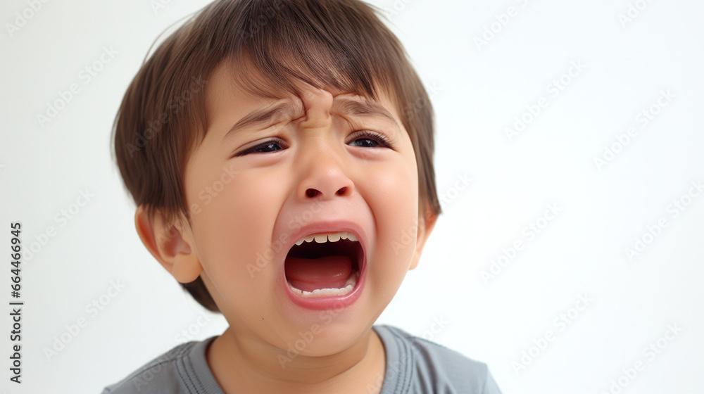 The boy cries, studio portrait The boy cries, studio portrait