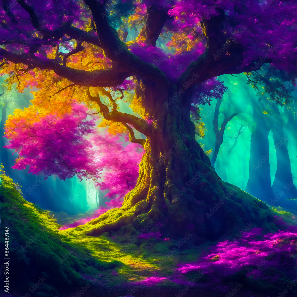 Fototapeta premium Nature With Colorful Fantasy Land 