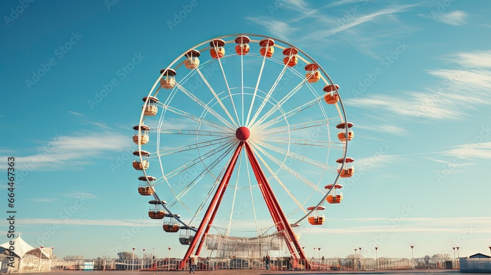 Ferris wheel on a background of blue sky.